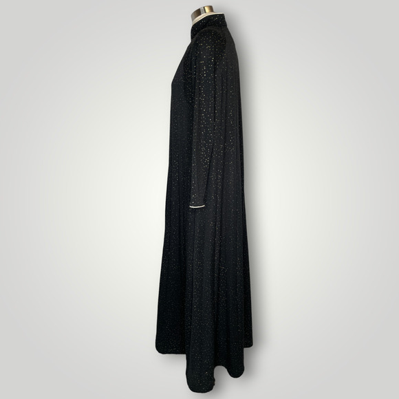 Vintage Gray Rose Black and Gold Speckled House Dress Nightgown Robe Dramatic - Picture 2 of 7